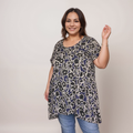Navy Short-Sleeve Hanky-Hem Swing Top