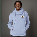 Plus-Size Cowl-Neck Cotton Hoodie with Bee Print