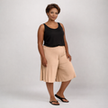 Plain Elastic High Waist Wide Leg Culottes Shorts