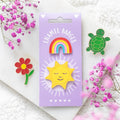 Set of 2 Rainbow and Sun Pin Badges