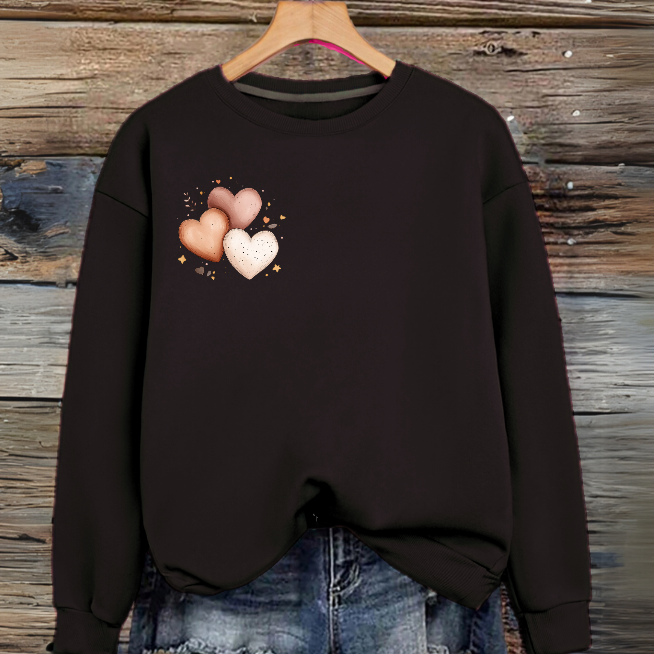 Cotton Triple Heart Sweatshirt